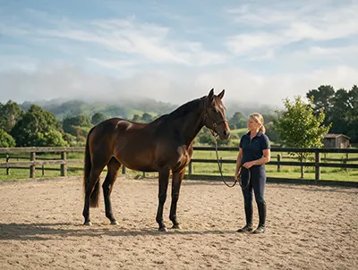 young warmblood learning confident ground manners at brookby heights