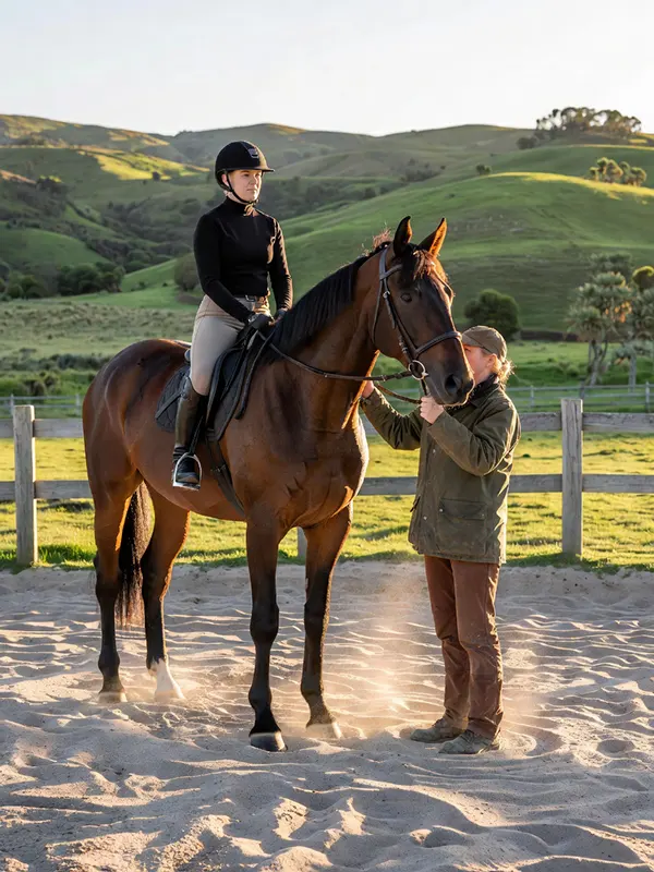 young thoroughbred progressing from groundwork to starting under saddle